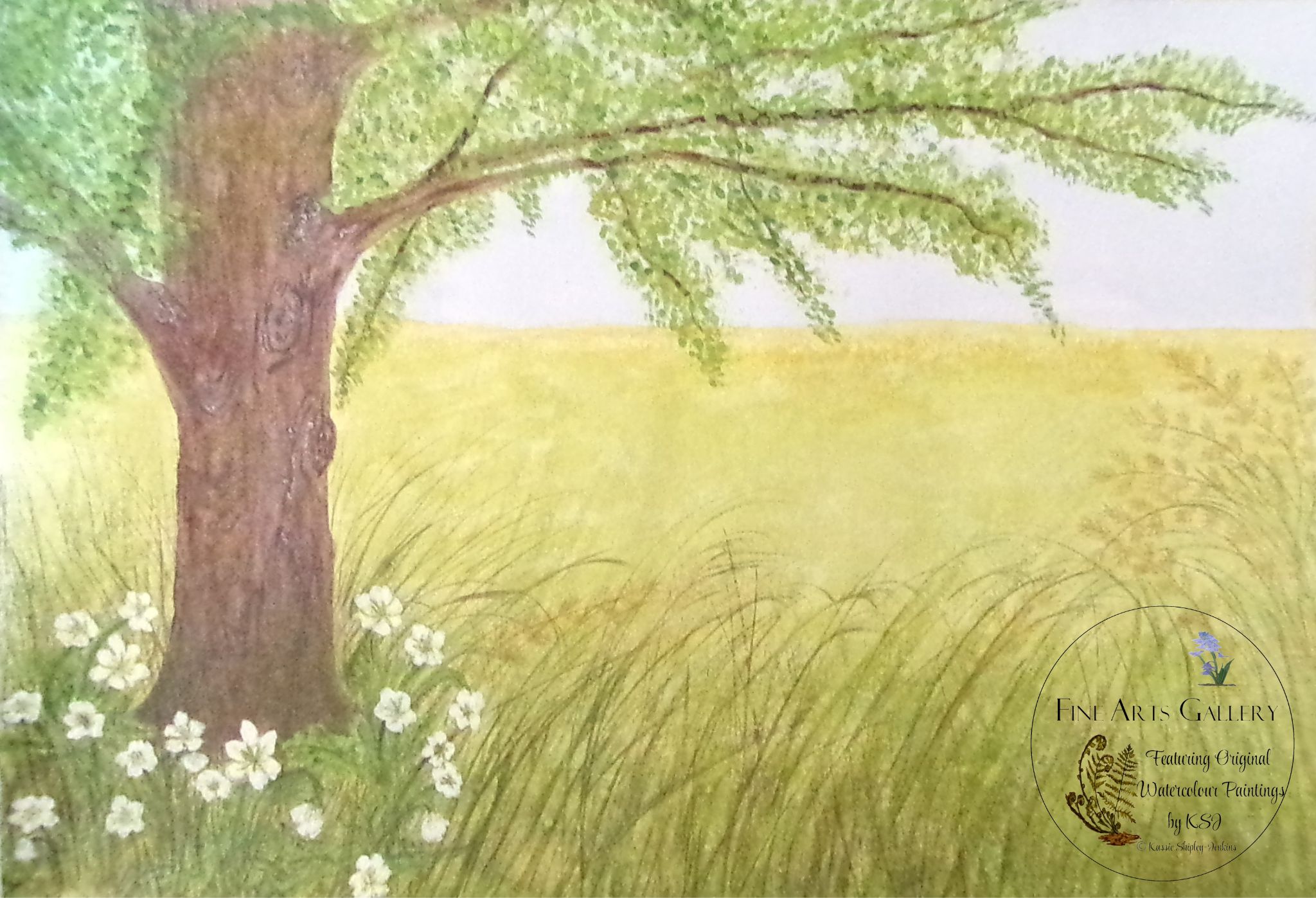 Beyond the wood into the fields, Painting by Kassie Shipley-Jenkins