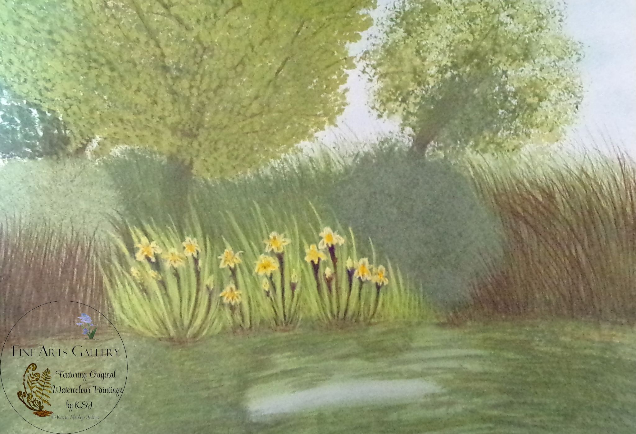 Sitting peacefully beside the river. Painting by Kassie Shipley-Jenkins