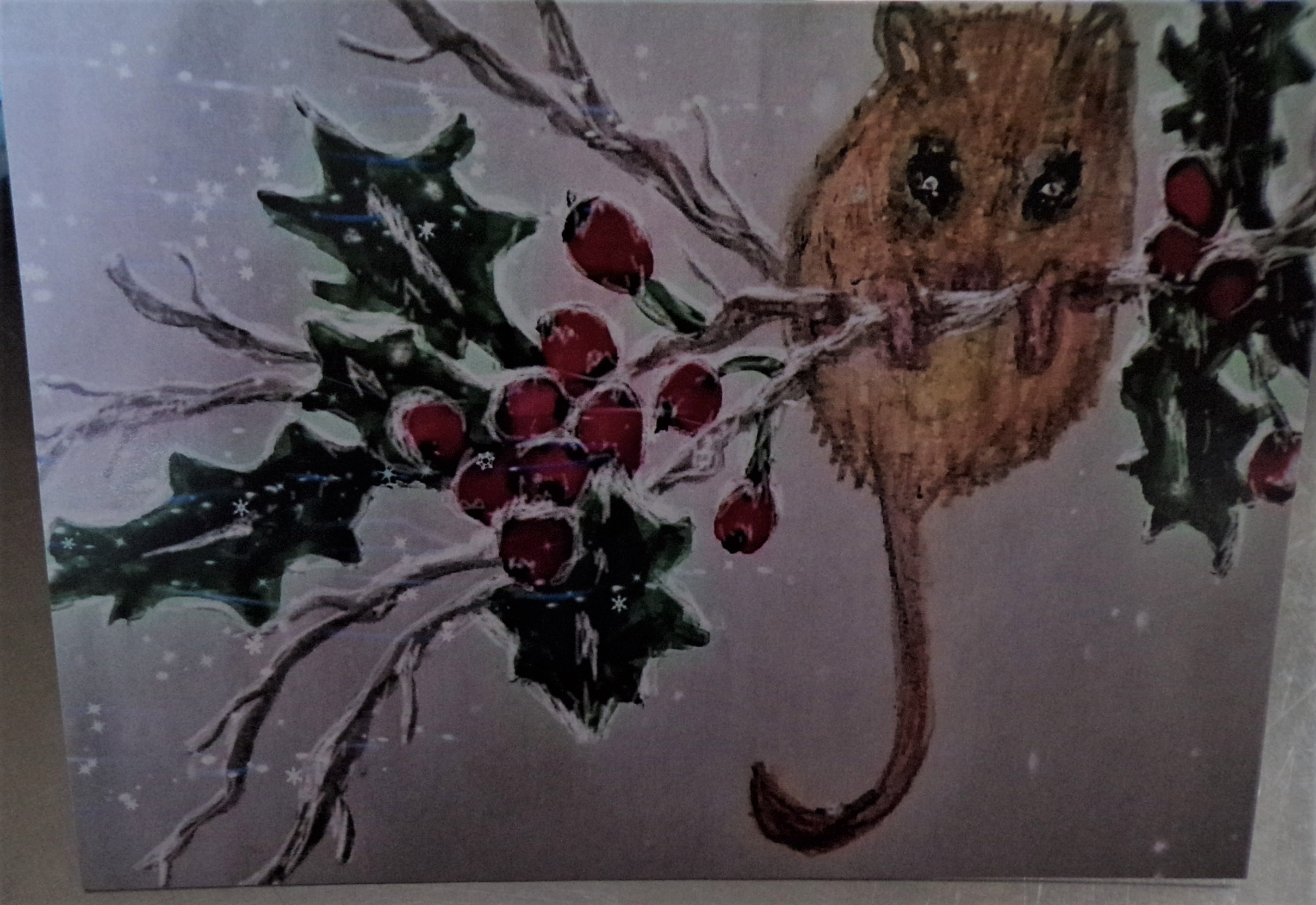 Mouse in the holly Greetings Card