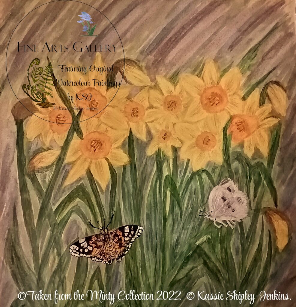 Springtime Daffodils & Butterflies Painting by Kassie Shipley Jenkins