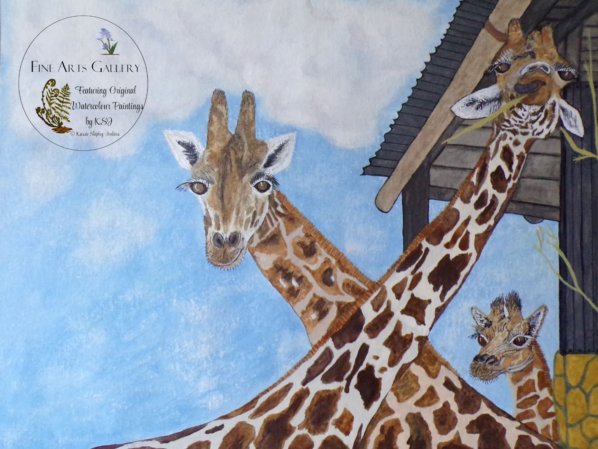 Print of Family of Giraffes Painting by Kassie Shipley-Jenkins